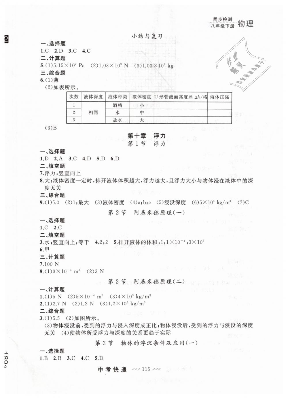 2019年中考快递同步检测八年级物理下册人教版 第7页