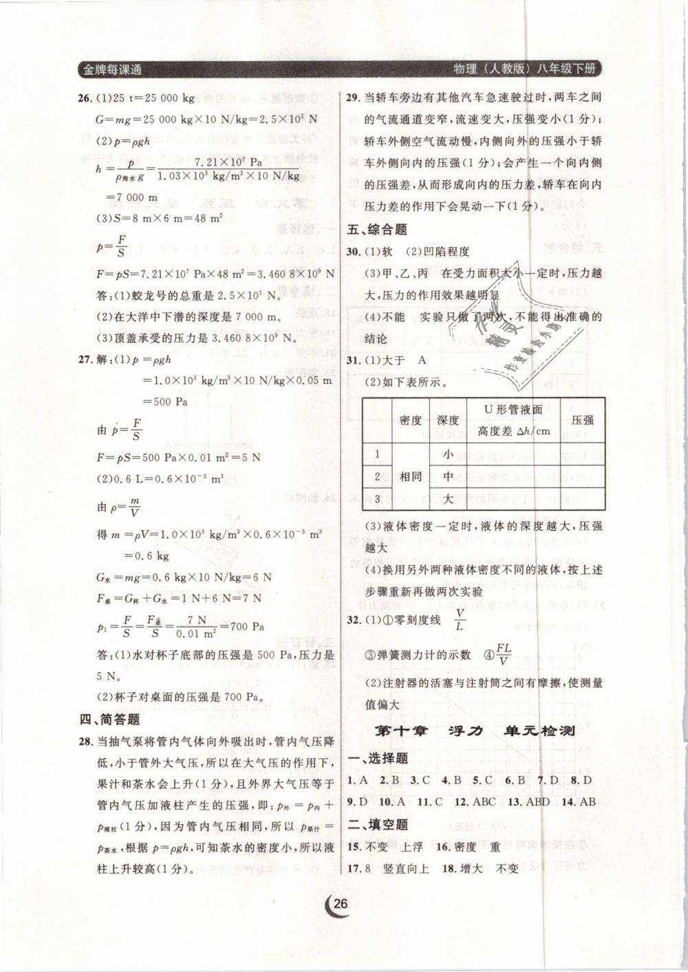 2019年點石成金金牌每課通八年級物理下冊人教版 第26頁