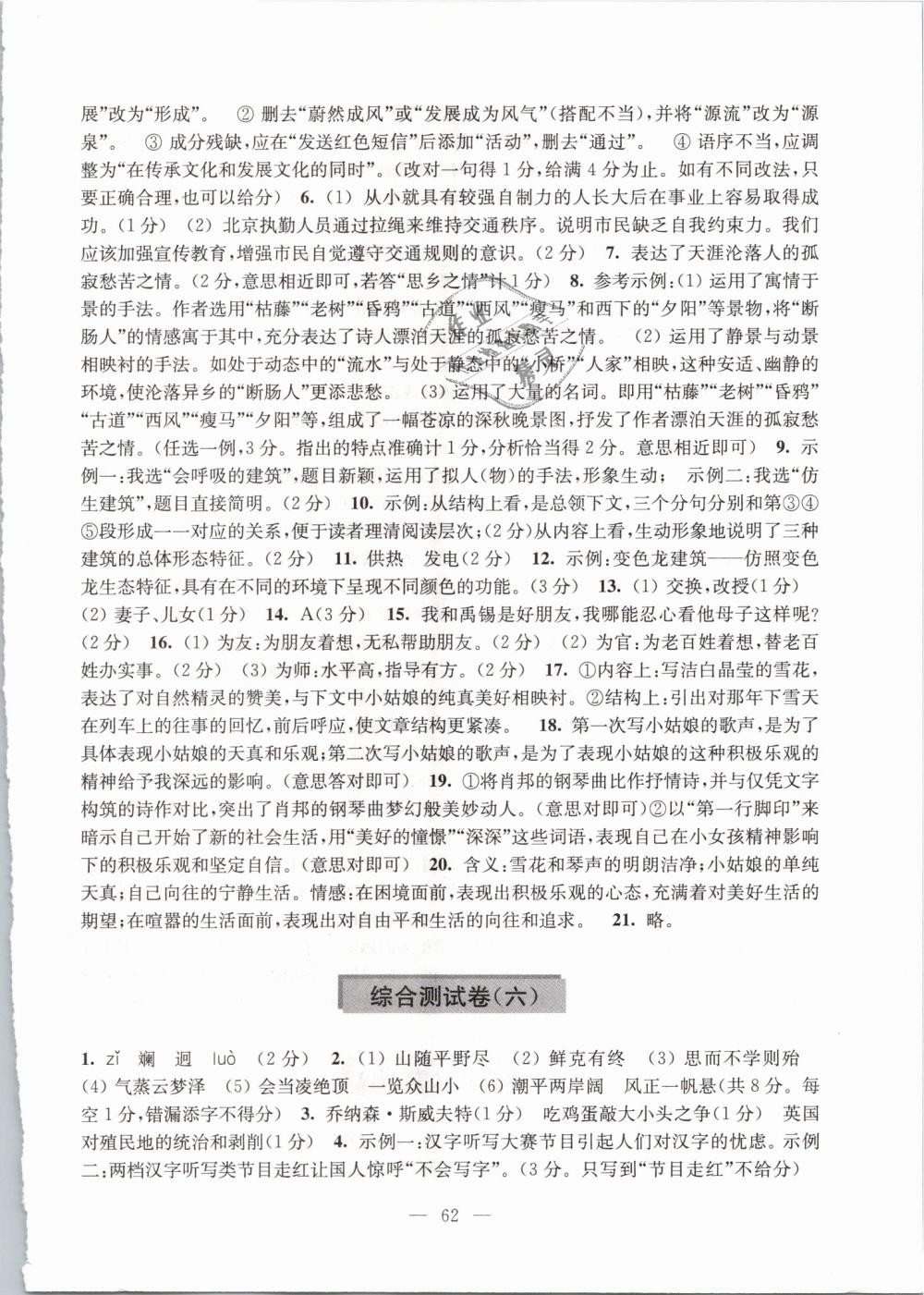 2019年同步练习语文测试卷九年级下册苏教版江苏凤凰教育出版社 第6页