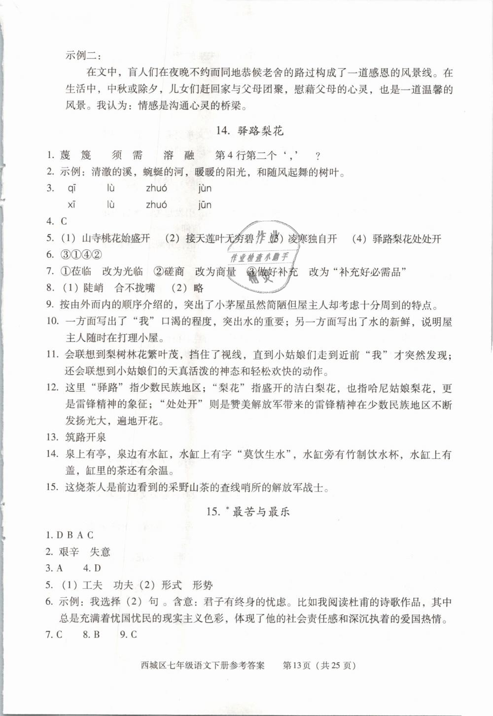 2019年學(xué)習(xí)探究診斷七年級(jí)語文下冊(cè)人教版 第13頁