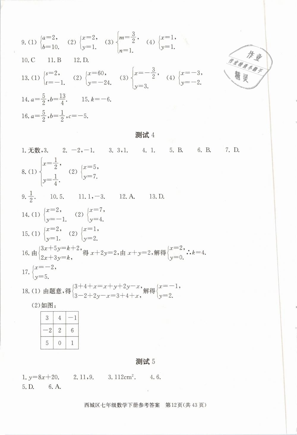 2019年學(xué)習(xí)探究診斷七年級(jí)數(shù)學(xué)下冊(cè)人教版 第12頁(yè)