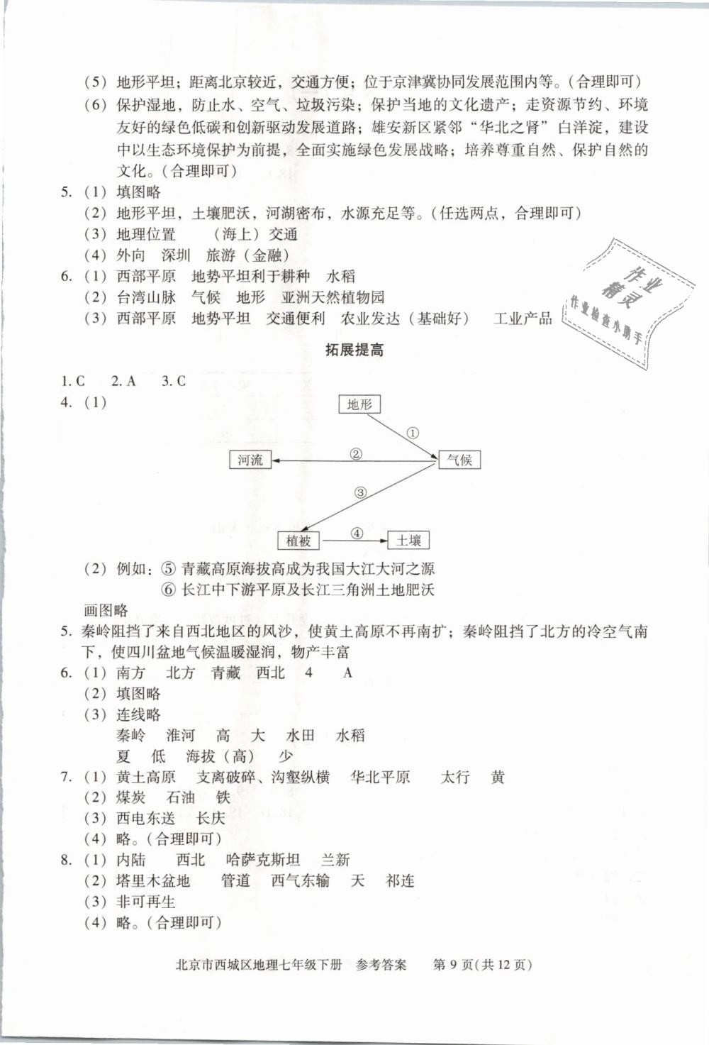 2019年学习探究诊断七年级地理下册人教版 第9页