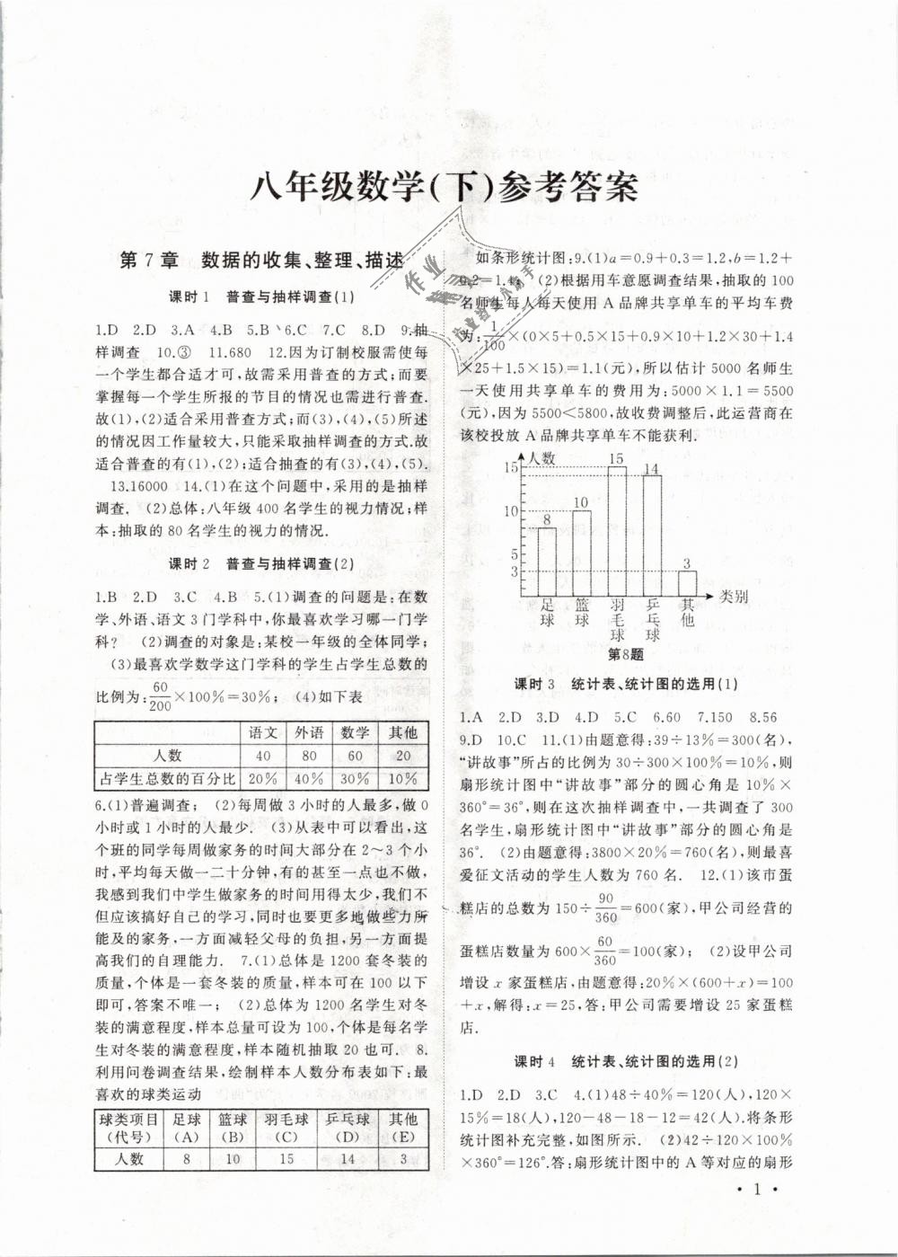 2019年高效精练八年级数学下册苏科版 第1页