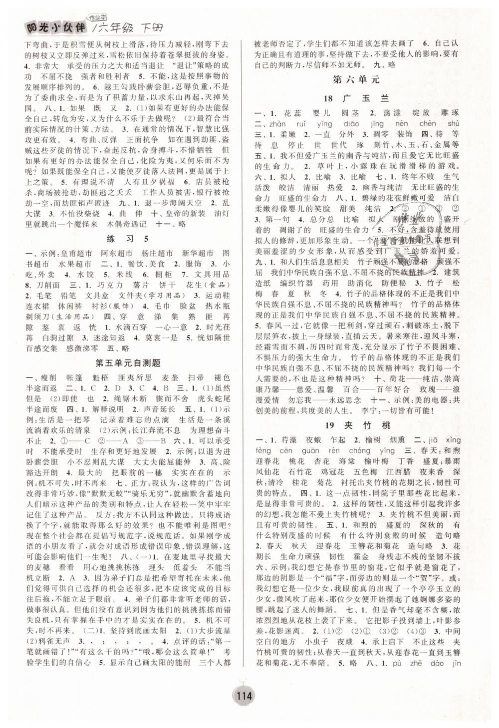 2019年課時(shí)提優(yōu)計(jì)劃作業(yè)本六年級(jí)語(yǔ)文下冊(cè)蘇教版 第6頁(yè)