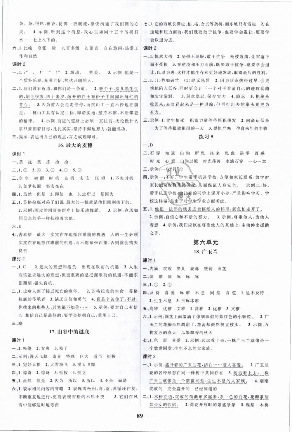 2019年陽(yáng)光同學(xué)課時(shí)優(yōu)化作業(yè)六年級(jí)語(yǔ)文下冊(cè)蘇教版 第5頁(yè)