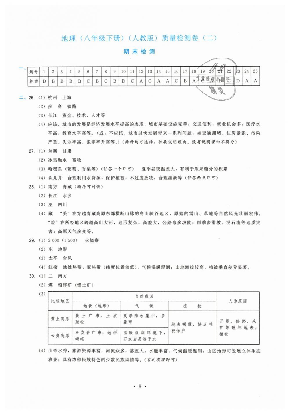 2019年顶尖课课练八年级地理下册人教版 第8页