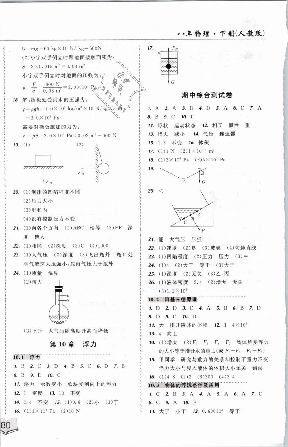 2019年北大綠卡課課大考卷八年級(jí)物理下冊(cè)人教版 第4頁(yè)