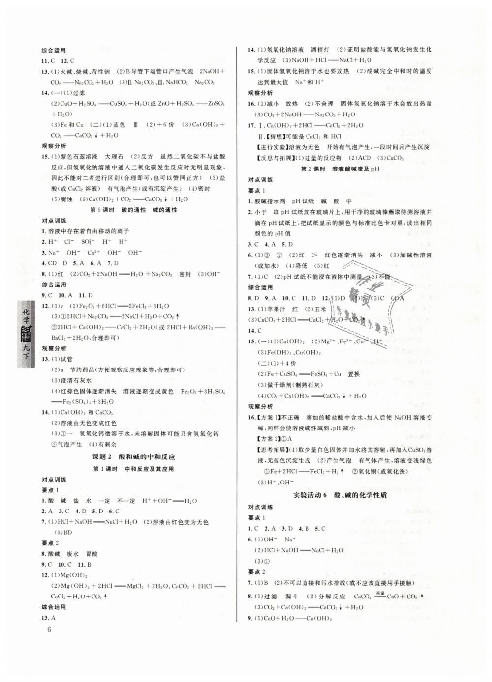 2019年蓉城学堂课课练九年级化学下册人教版 第6页