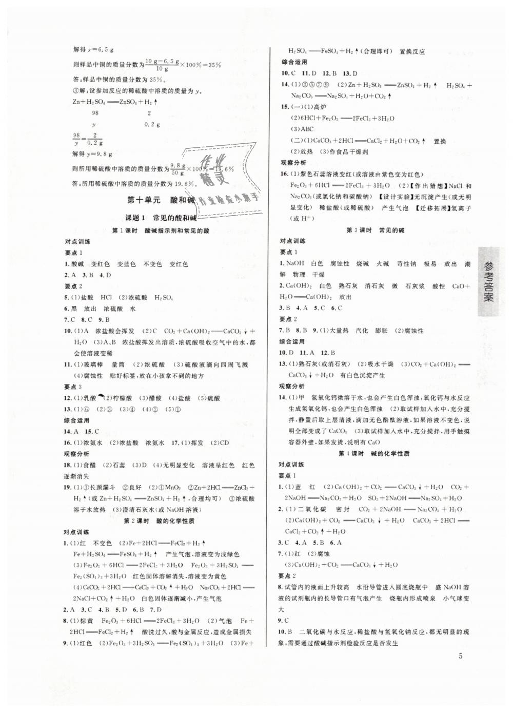 2019年蓉城學(xué)堂課課練九年級化學(xué)下冊人教版 第5頁