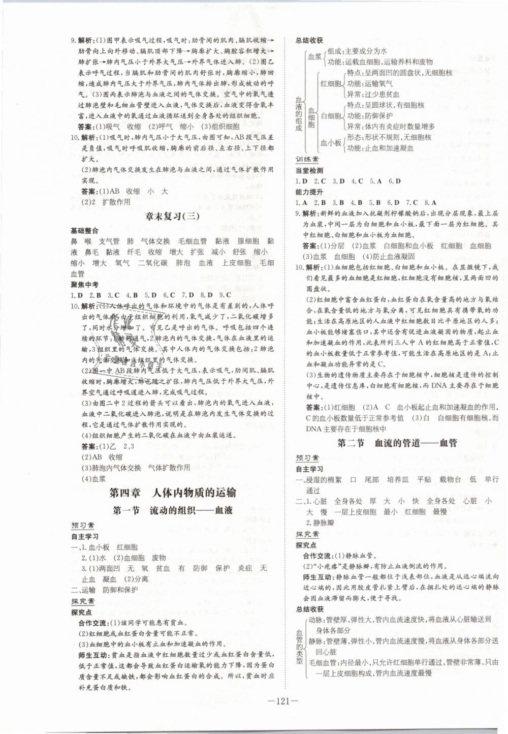 2019年初中同步学习导与练导学探究案七年级生物下册人教版 第5页