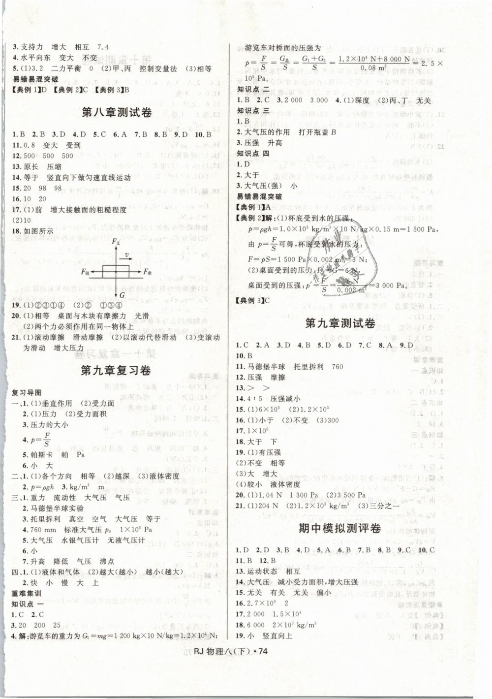 2019年夺冠百分百初中优化测试卷八年级物理下册人教版 第2页