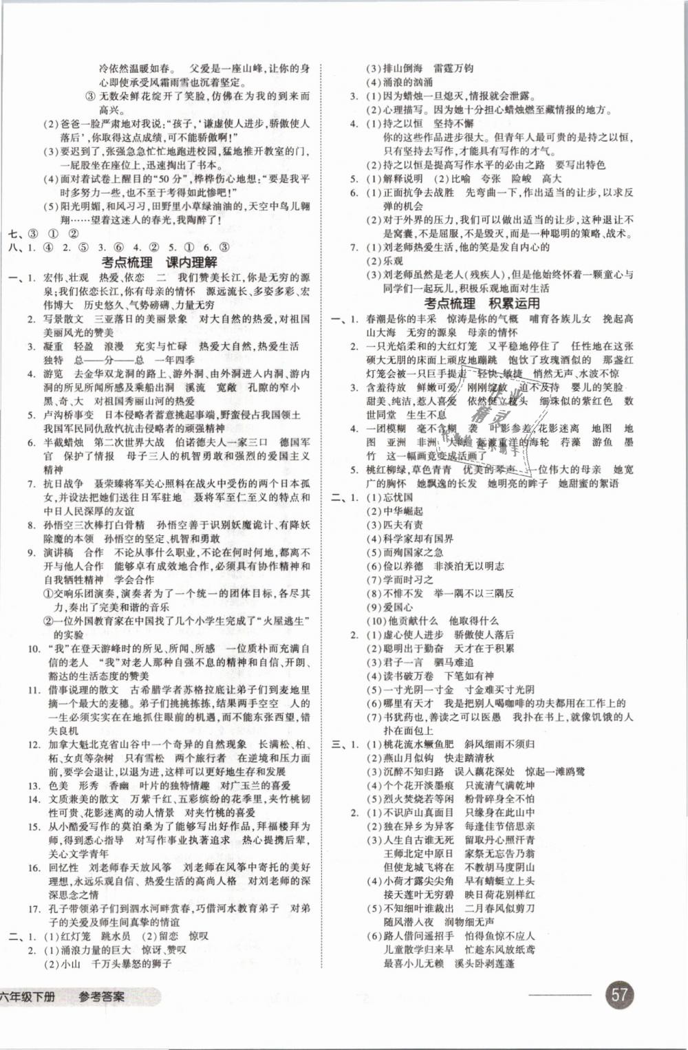 2019年全品小复习六年级语文下册苏教版 第6页