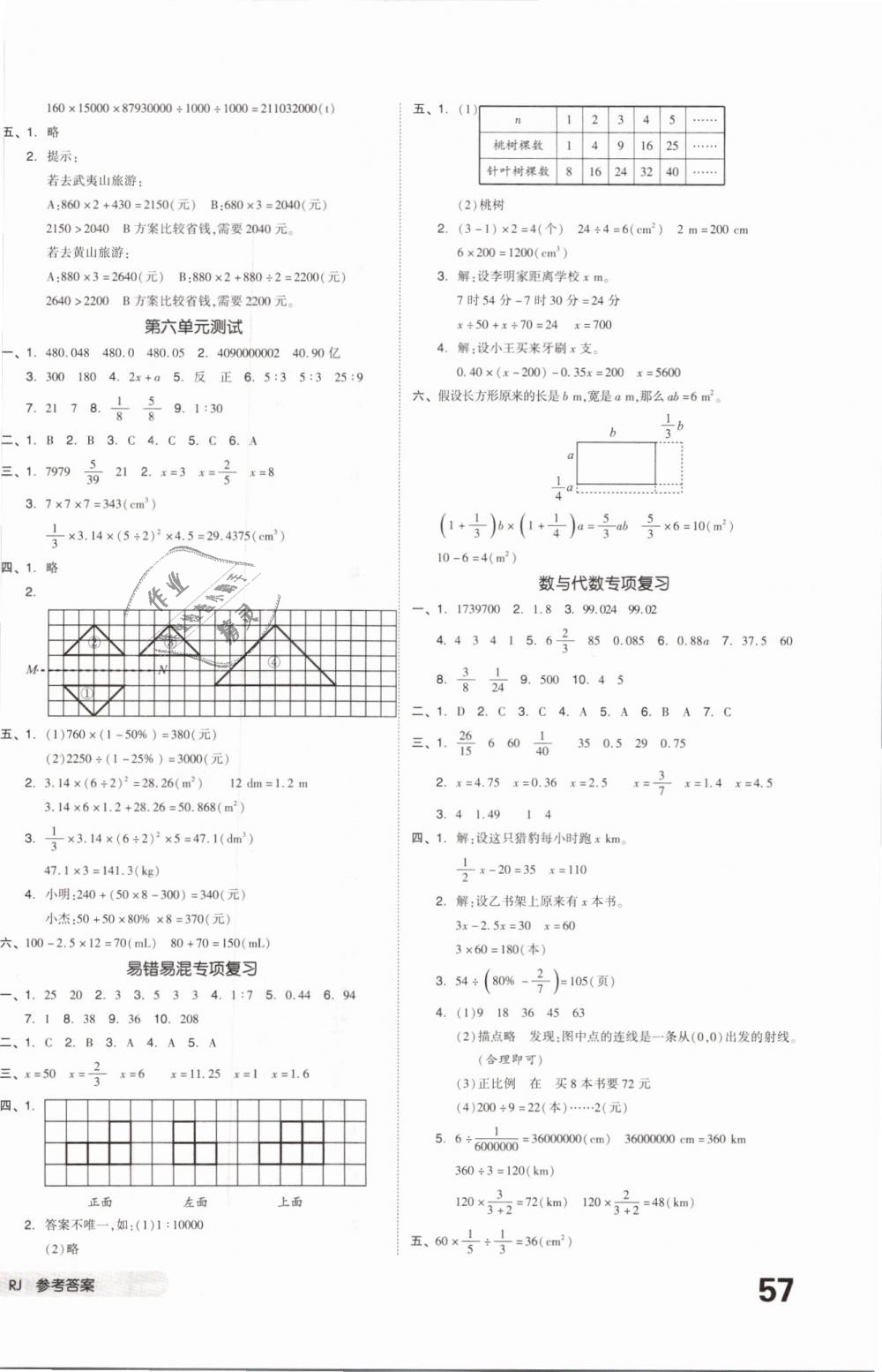 2019年全品小复习六年级数学下册人教版 第6页