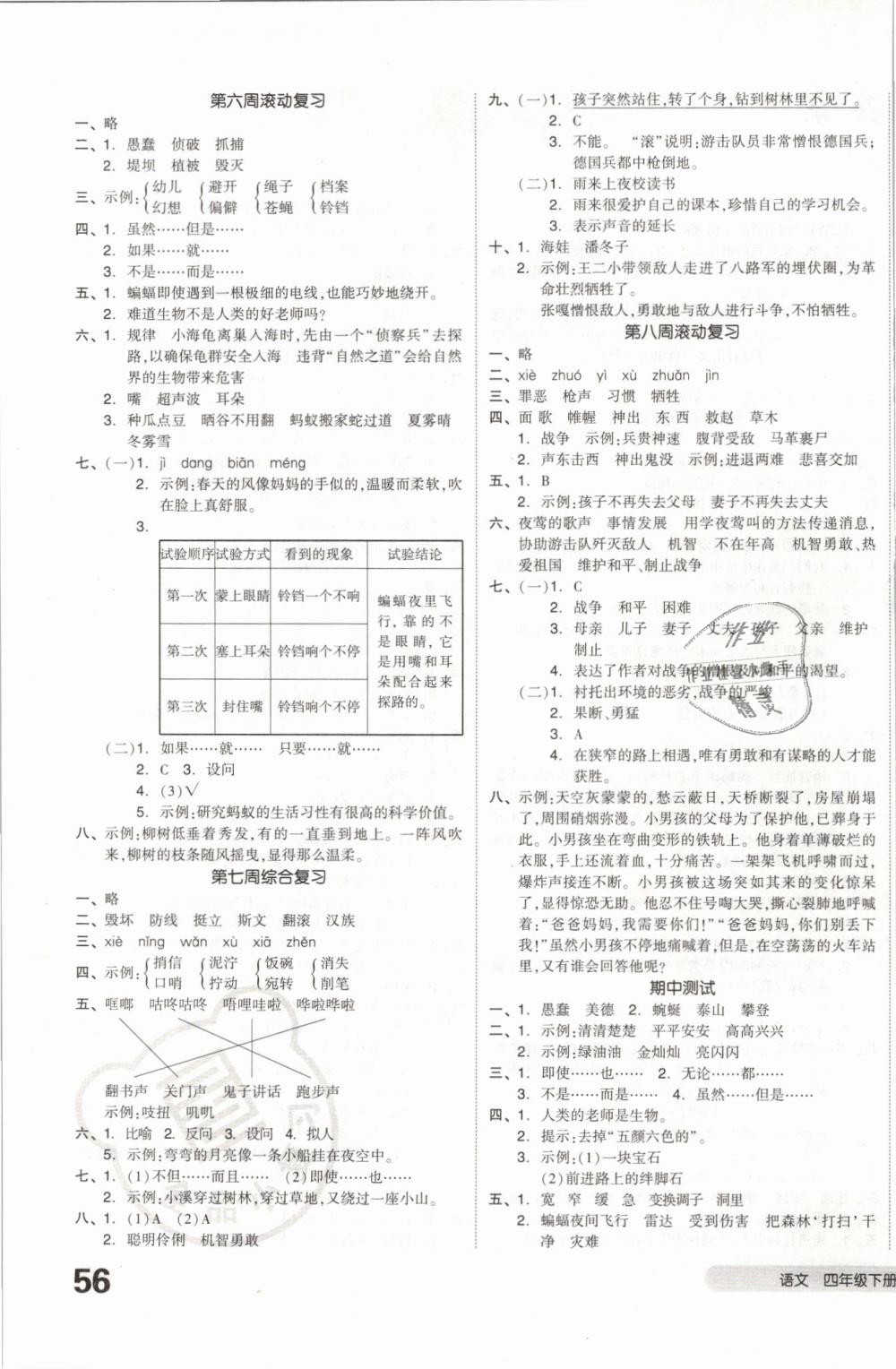 2019年全品小復(fù)習四年級語文下冊人教版 第3頁