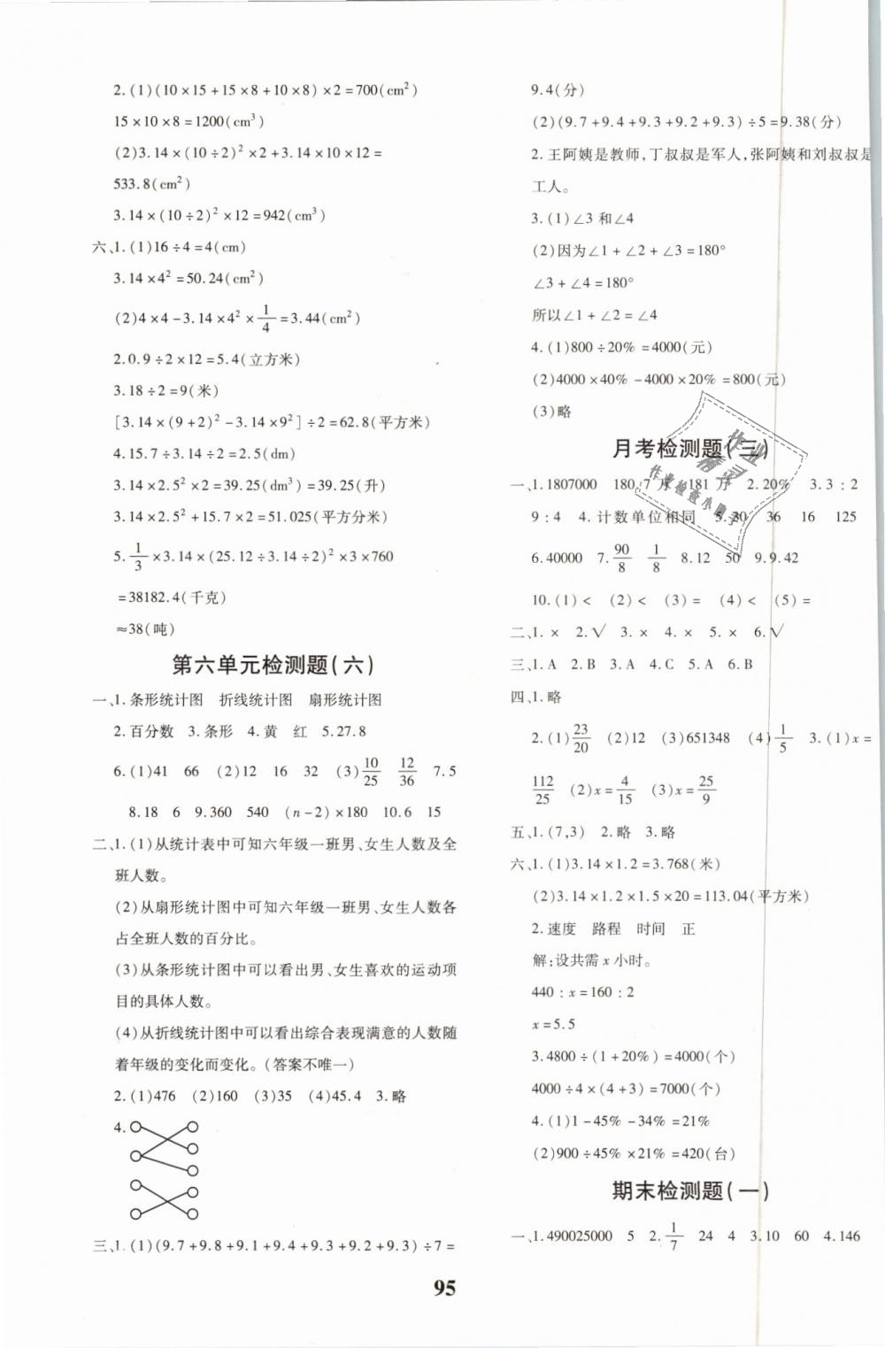 2019年教育世家状元卷六年级数学下册人教版 第7页