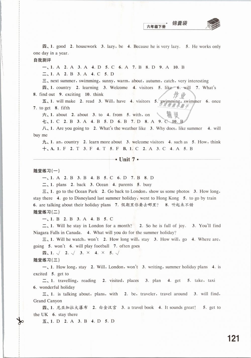 2019年同步练习六年级英语下册译林版江苏凤凰科学技术出版社 第7页