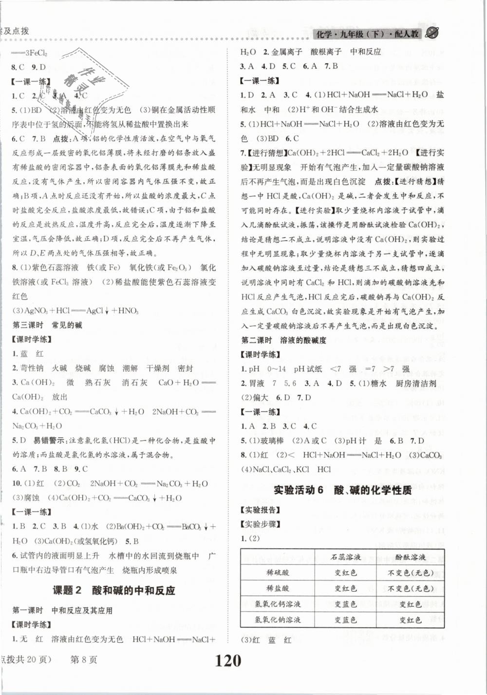 2019年课时达标练与测九年级化学下册人教版 第8页