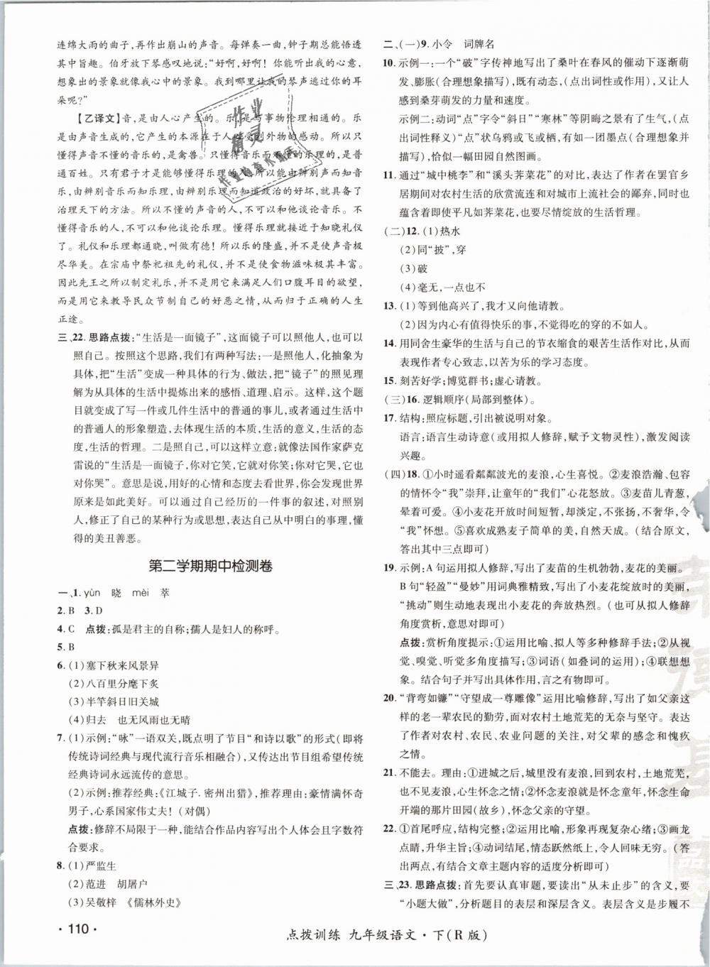 2019年點(diǎn)撥訓(xùn)練九年級語文下冊人教版 第3頁