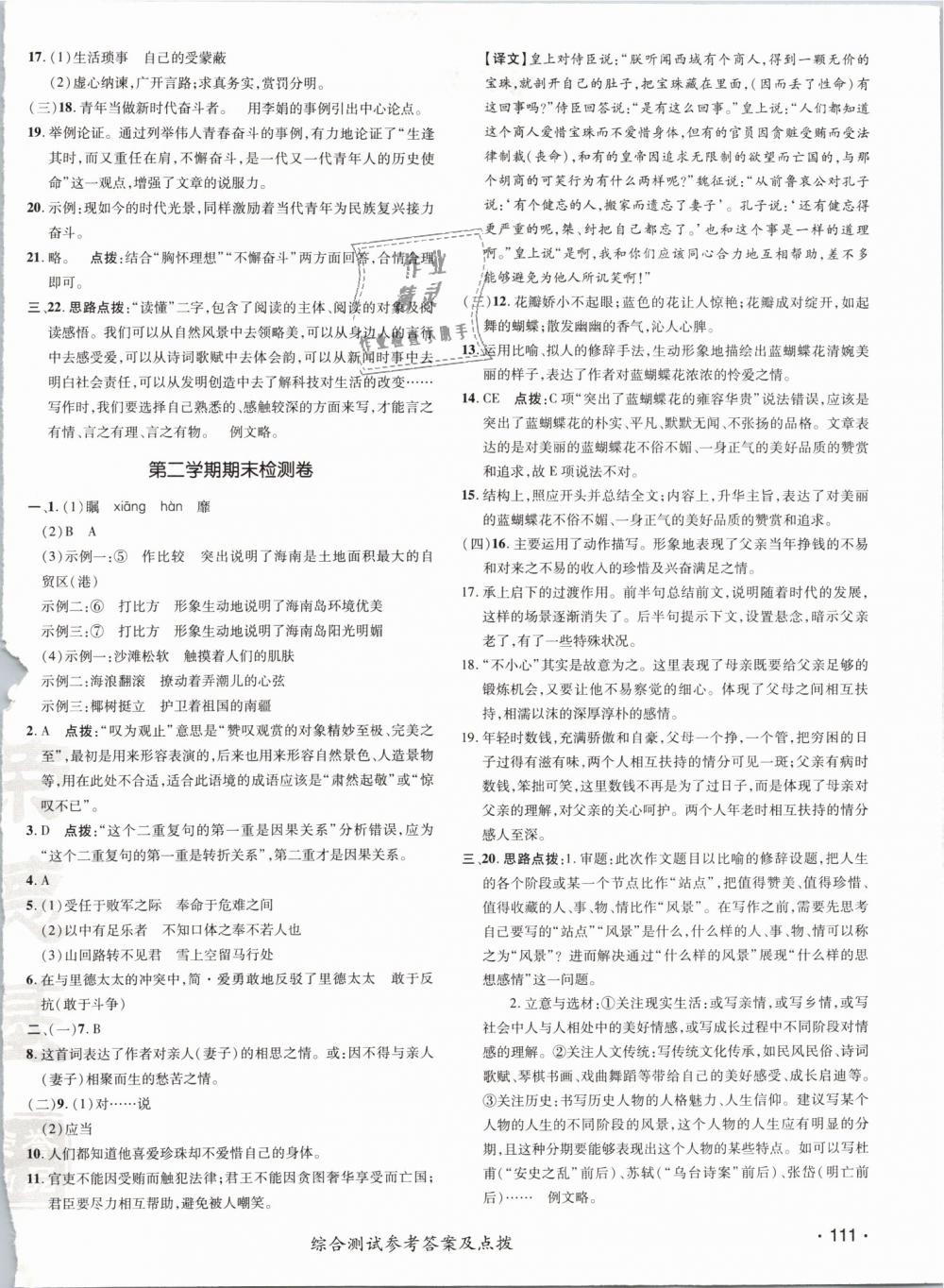 2019年點撥訓練九年級語文下冊人教版 第6頁