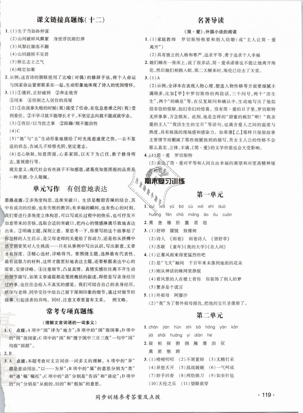 2019年點(diǎn)撥訓(xùn)練九年級(jí)語文下冊(cè)人教版 第22頁