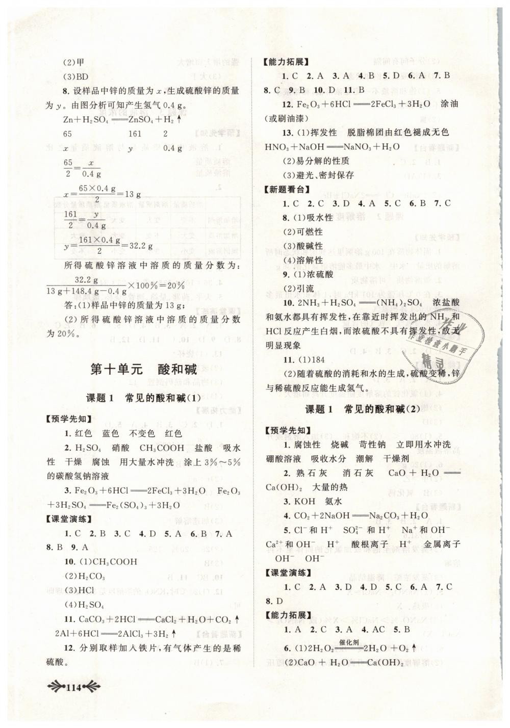 2019年自主学习当堂反馈九年级化学下册人教版 第5页