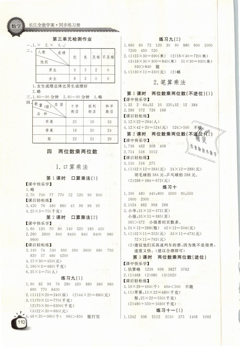 2019年長(zhǎng)江全能學(xué)案同步練習(xí)冊(cè)三年級(jí)數(shù)學(xué)下冊(cè)人教版 第4頁(yè)