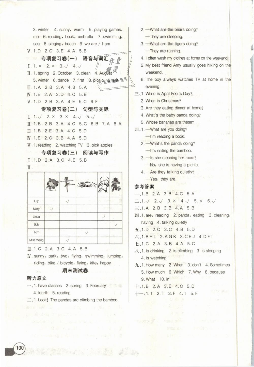 2019年长江全能学案同步练习册五年级英语下册人教版 第12页