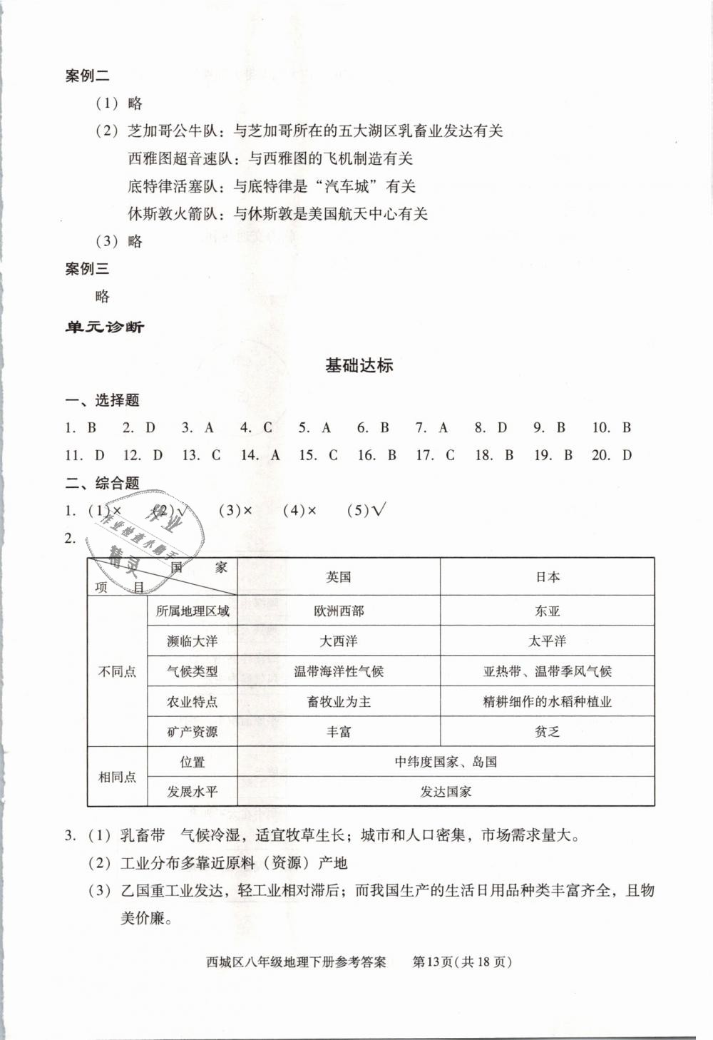 2019年学习探究诊断八年级地理下册人教版 第13页