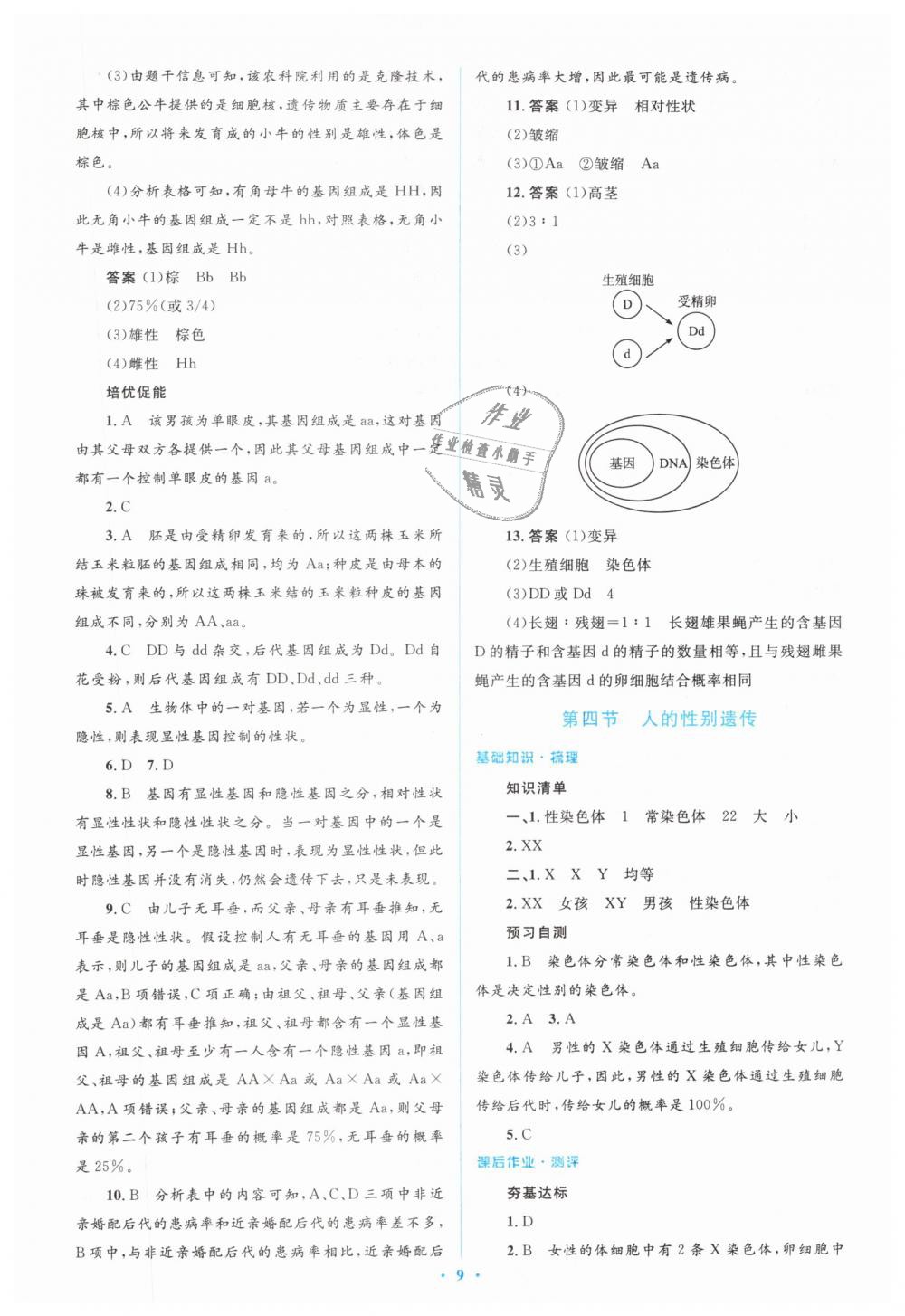 2019年人教金學(xué)典同步解析與測評學(xué)考練八年級生物學(xué)下冊人教版 第9頁