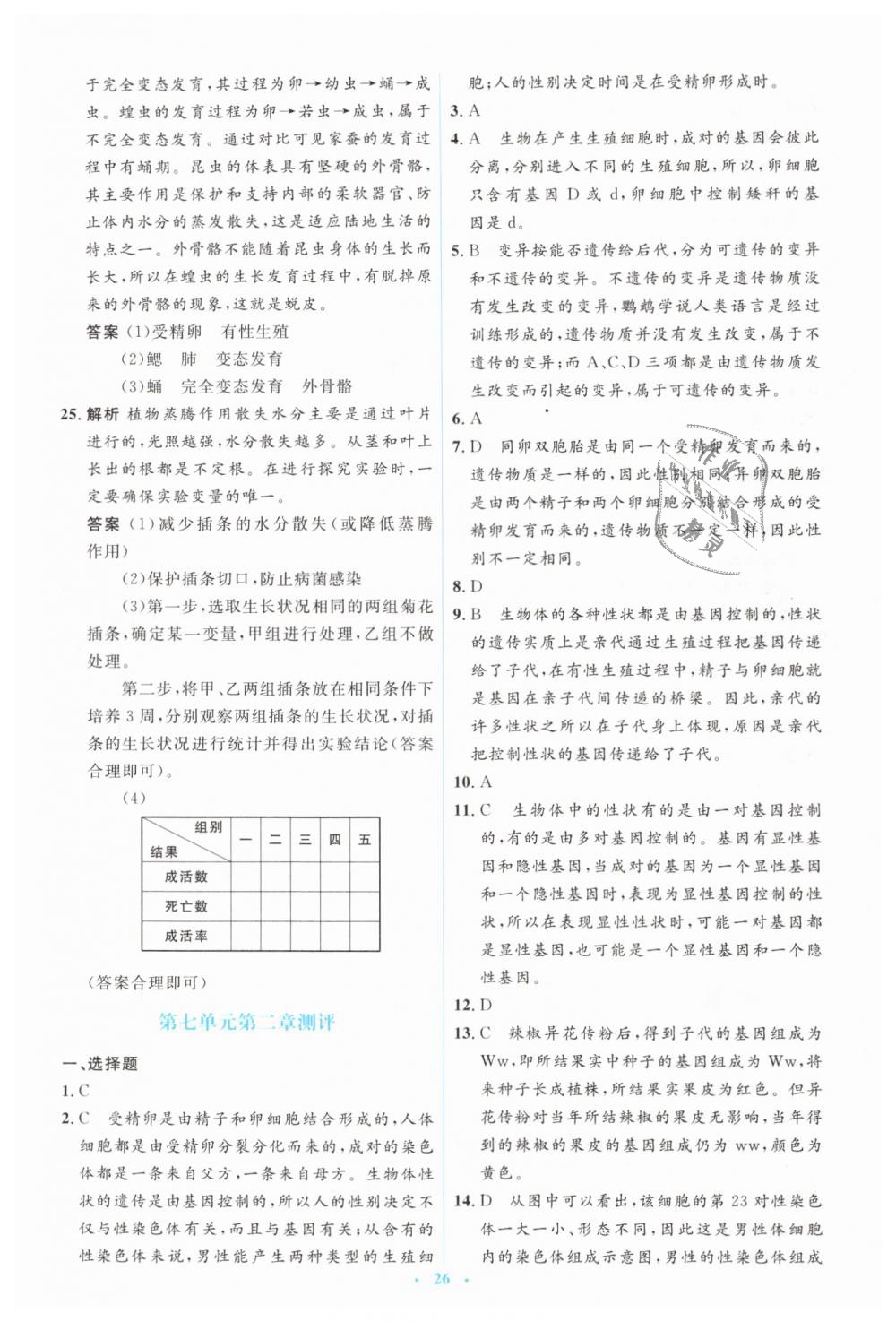 2019年人教金学典同步解析与测评学考练八年级生物学下册人教版 第24页