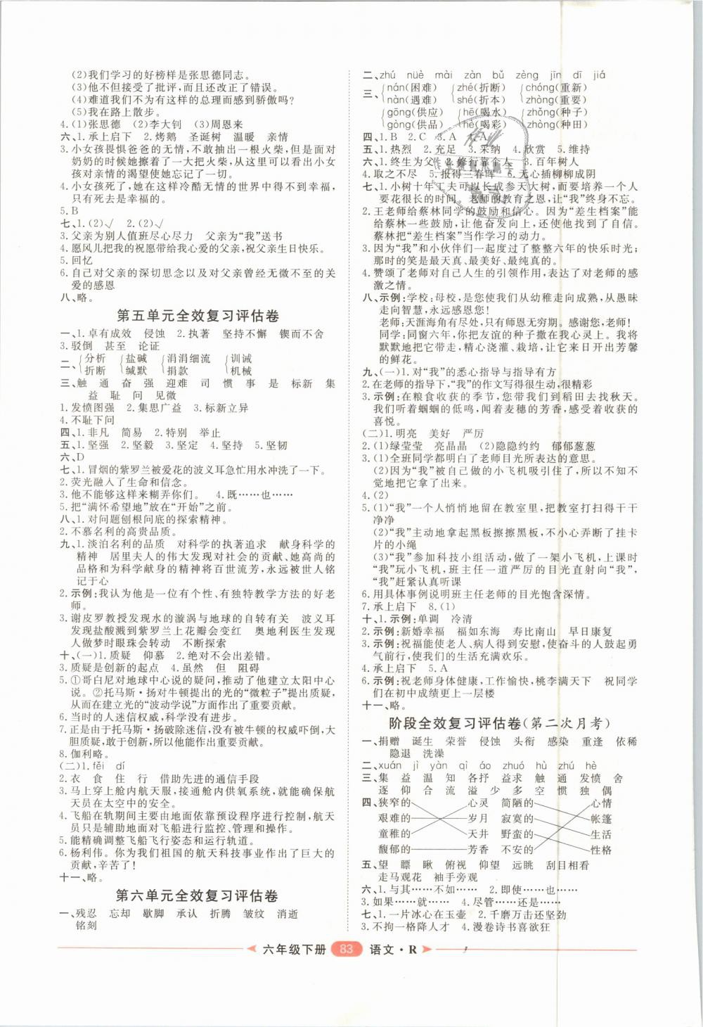 2019年陽(yáng)光計(jì)劃第二步單元期末復(fù)習(xí)與評(píng)價(jià)六年級(jí)語(yǔ)文下冊(cè)人教版 第3頁(yè)