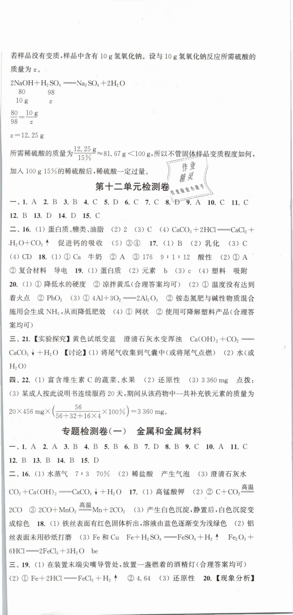 2019年通城学典活页检测九年级化学下册人教版 第15页