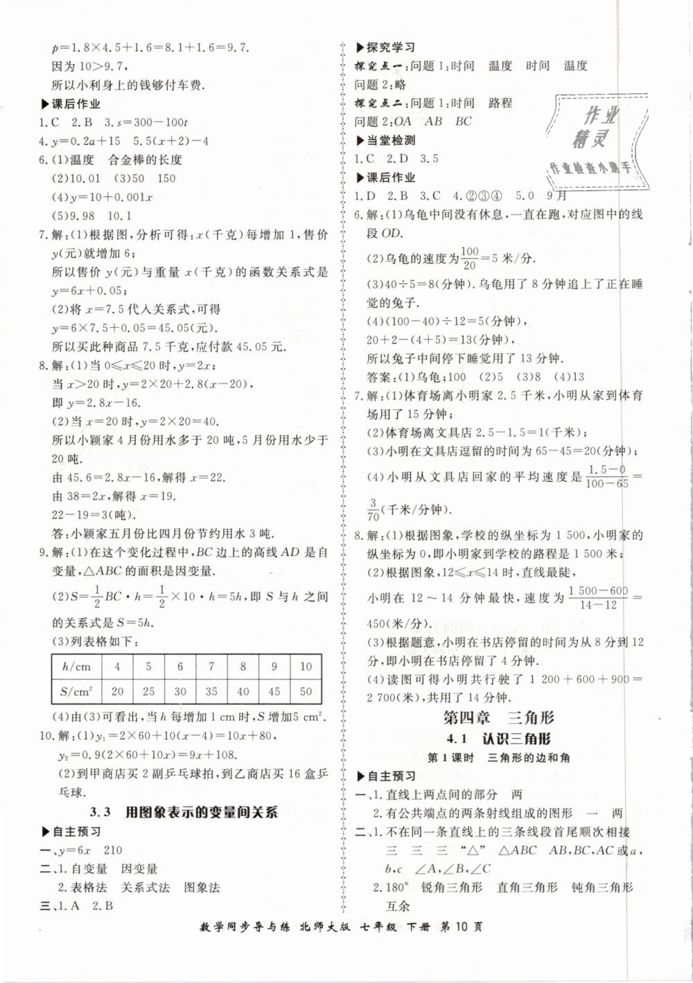 2019年新学案同步导与练七年级数学下册北师大版 第10页