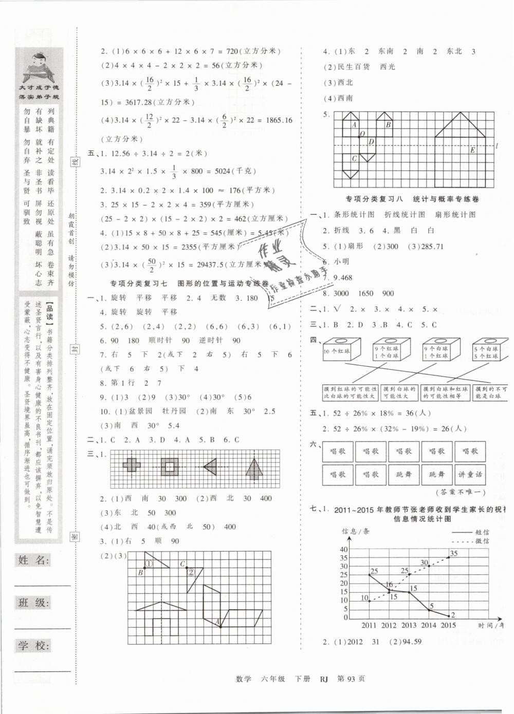 2019年王朝霞考點(diǎn)梳理時習(xí)卷六年級數(shù)學(xué)下冊人教版 第5頁