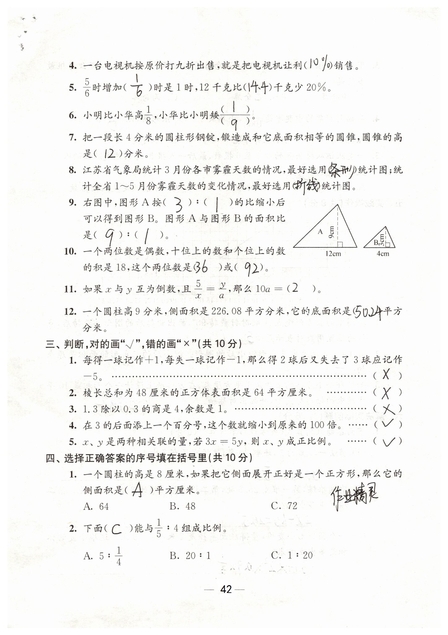 2019年強化拓展卷小學(xué)數(shù)學(xué)六年級下冊蘇教版 第42頁