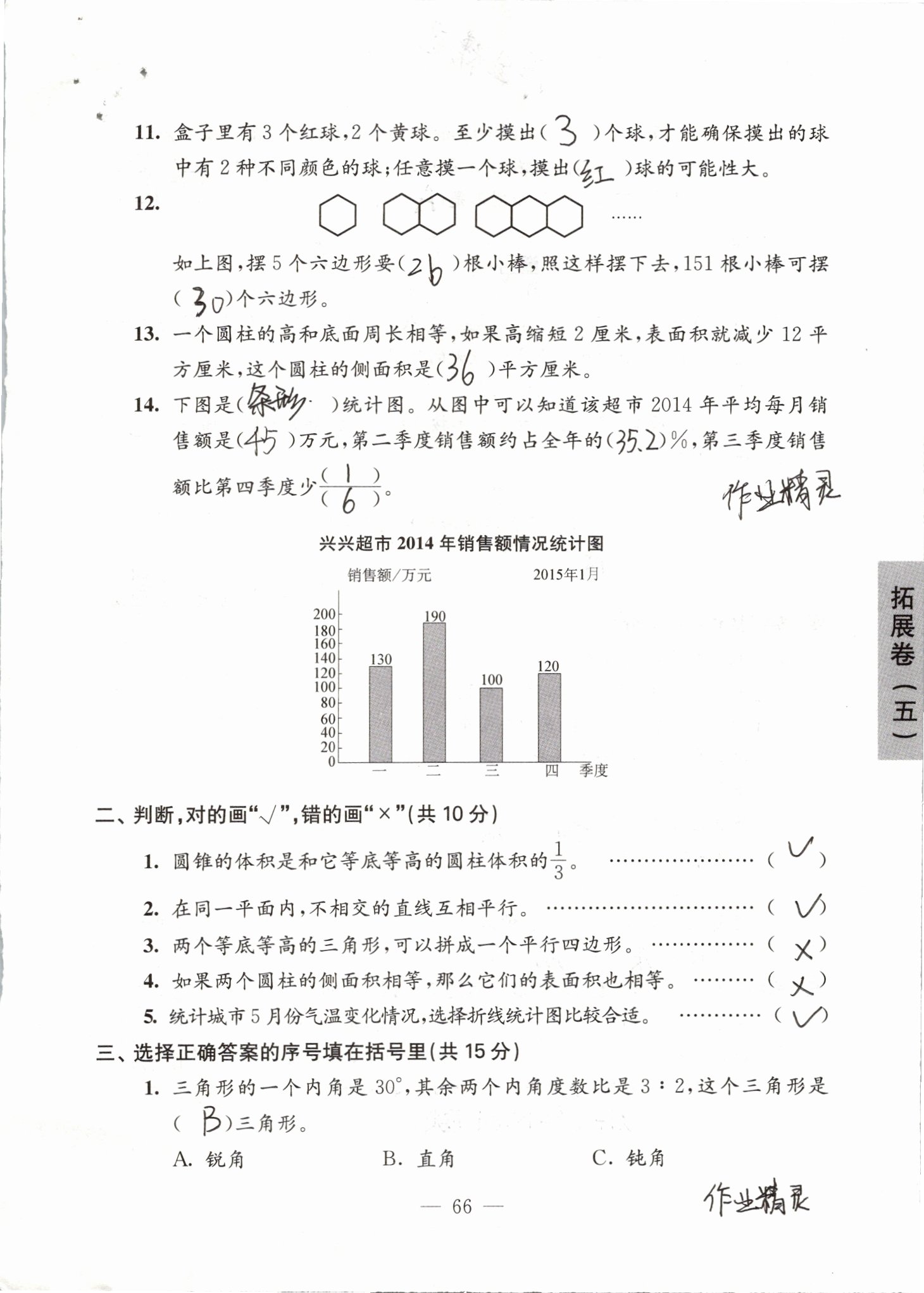 2019年強化拓展卷小學數(shù)學六年級下冊蘇教版 第66頁