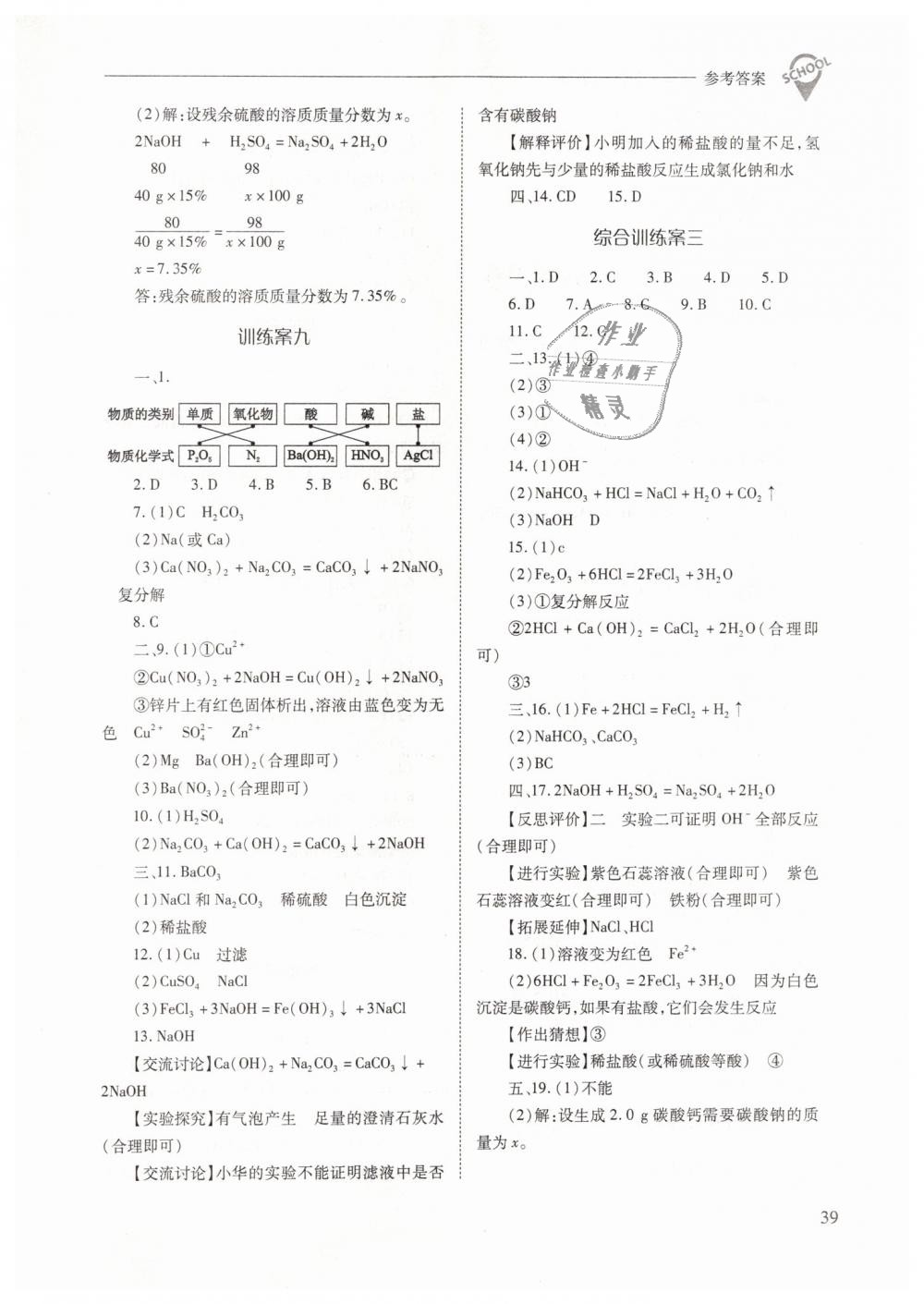 2019年新课程问题解决导学方案九年级化学下册人教版 第39页