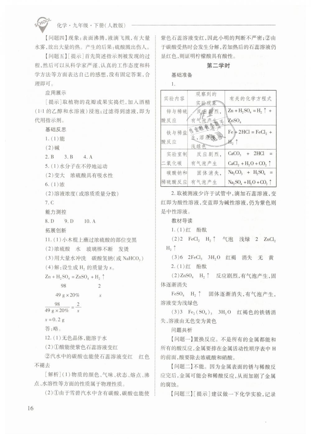 2019年新课程问题解决导学方案九年级化学下册人教版 第16页