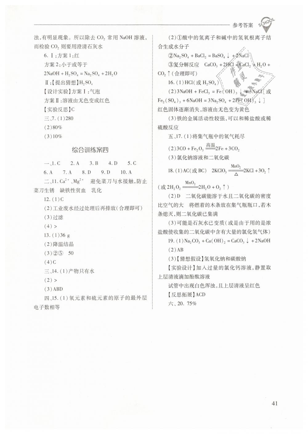 2019年新课程问题解决导学方案九年级化学下册人教版 第41页