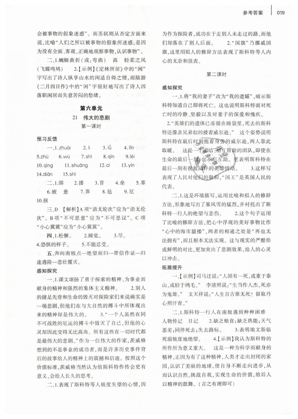 2019年基礎(chǔ)訓(xùn)練七年級(jí)語文下冊人教版大象出版社 第19頁