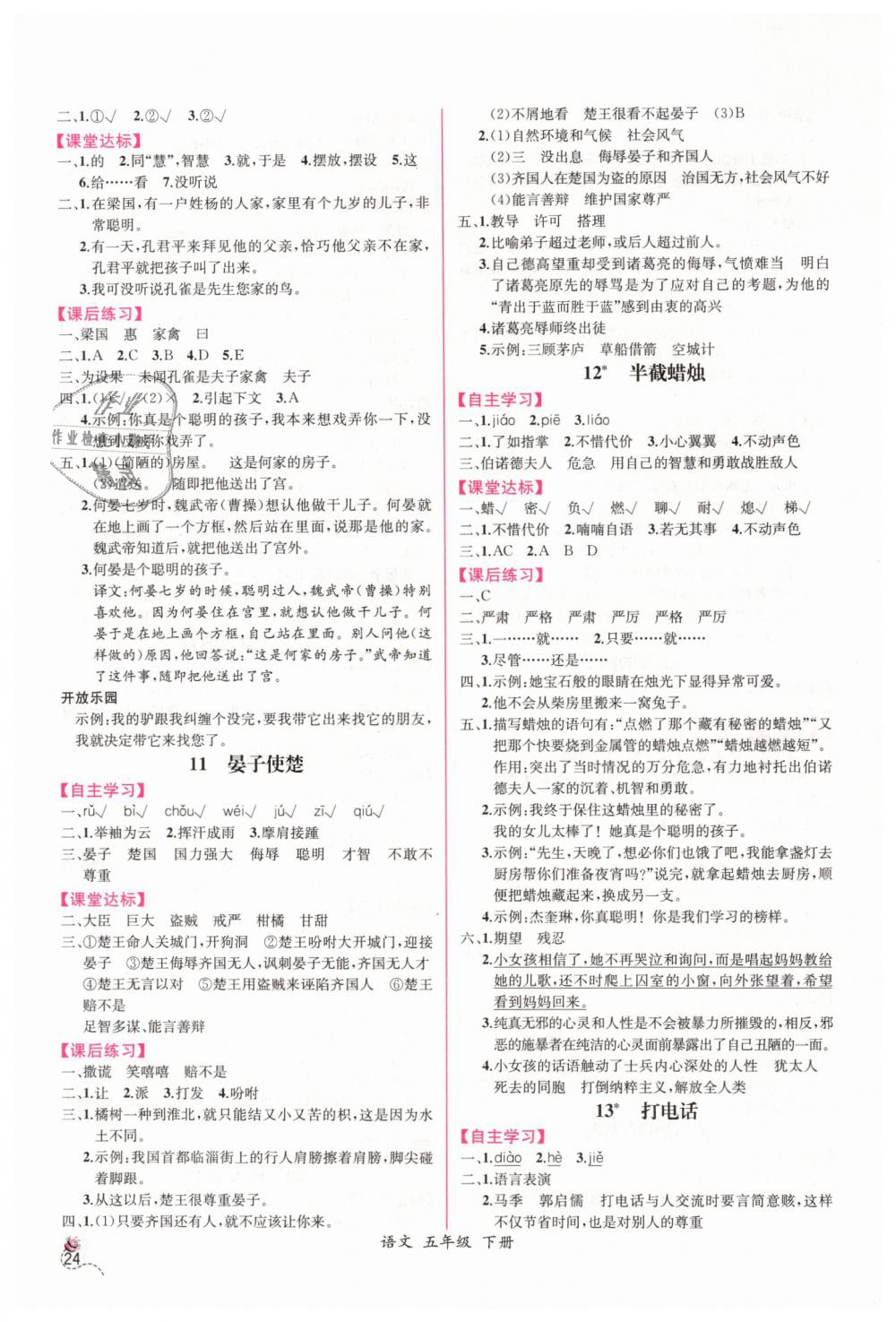 2019年同步导学案课时练五年级语文下册人教版 第4页