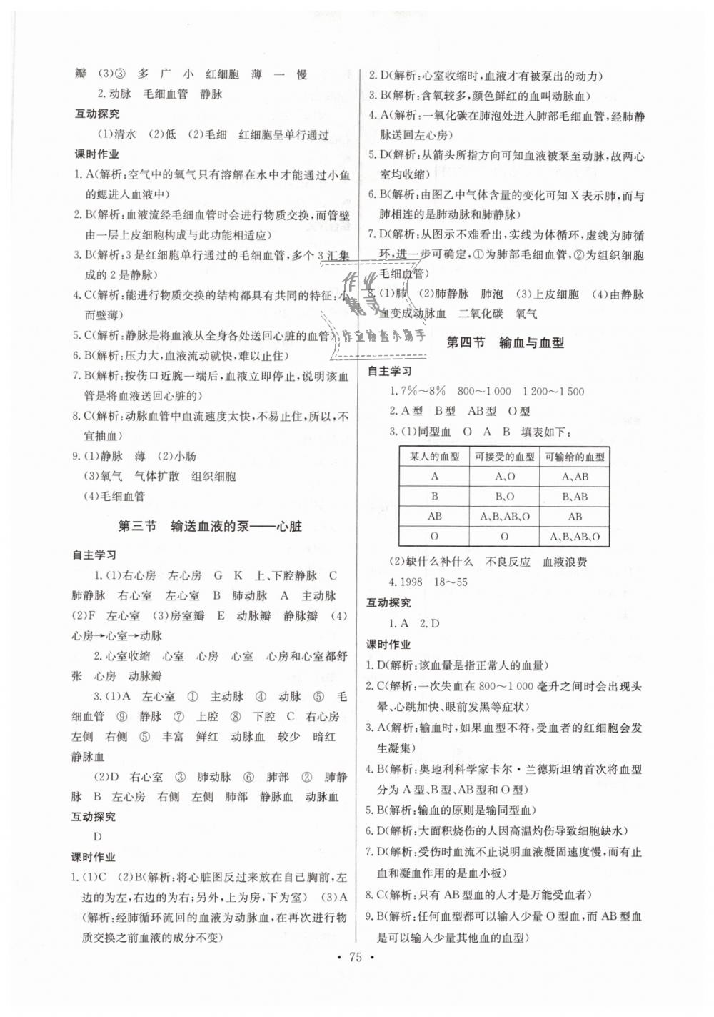 2019年长江全能学案同步练习册七年级生物学下册人教版 第5页