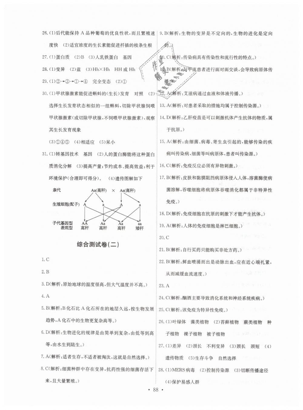 2019年长江全能学案同步练习册八年级生物学下册人教版 第14页