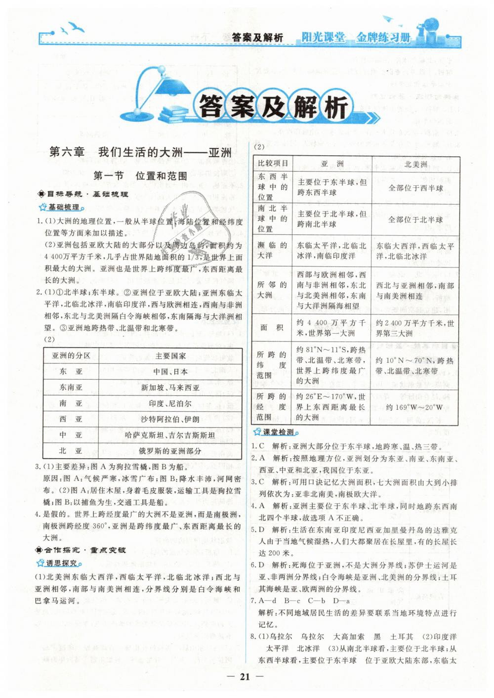 2019年陽光課堂金牌練習(xí)冊(cè)七年級(jí)地理下冊(cè)人教版 第1頁