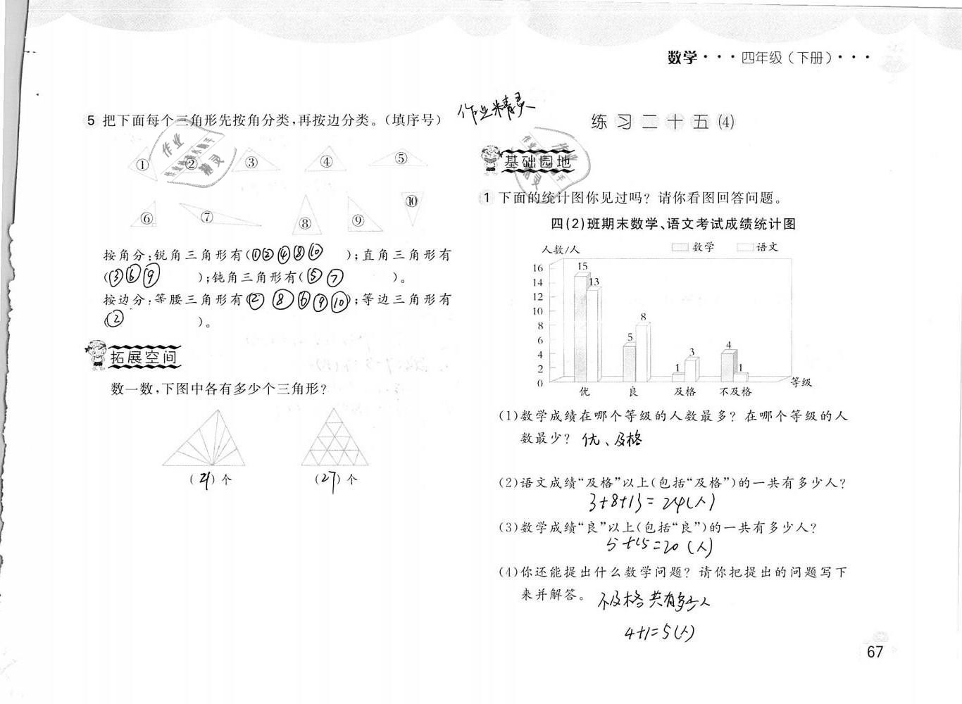 2019年新編基礎(chǔ)訓(xùn)練四年級(jí)數(shù)學(xué)下冊(cè)人教版 參考答案第67頁