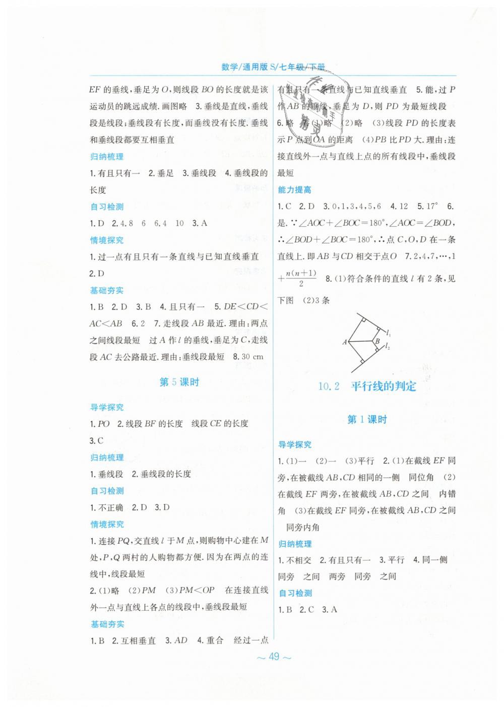 2019年新编基础训练七年级数学下册通用版S 第21页