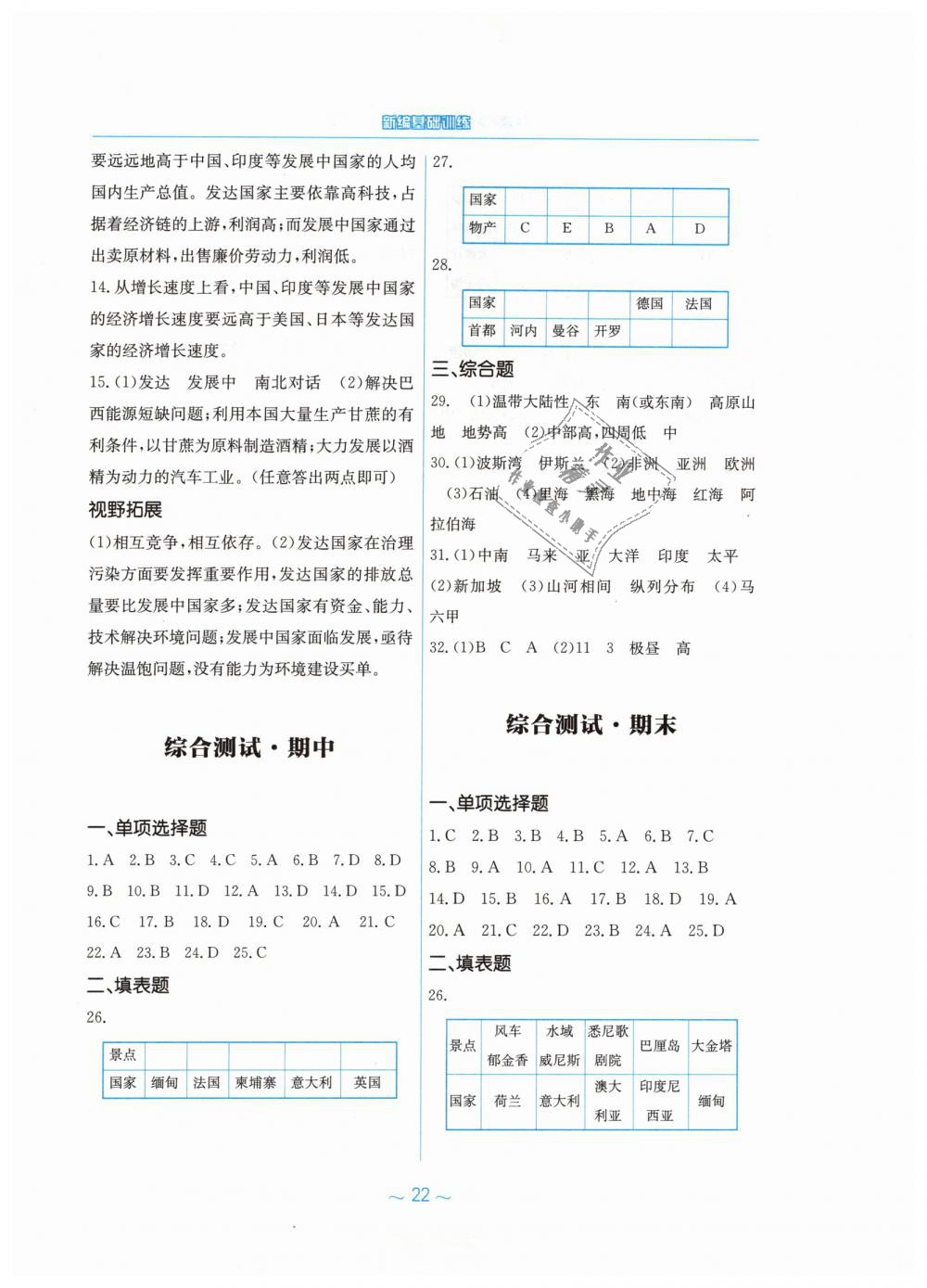 2019年新编基础训练七年级地理下册商务星球版 第10页