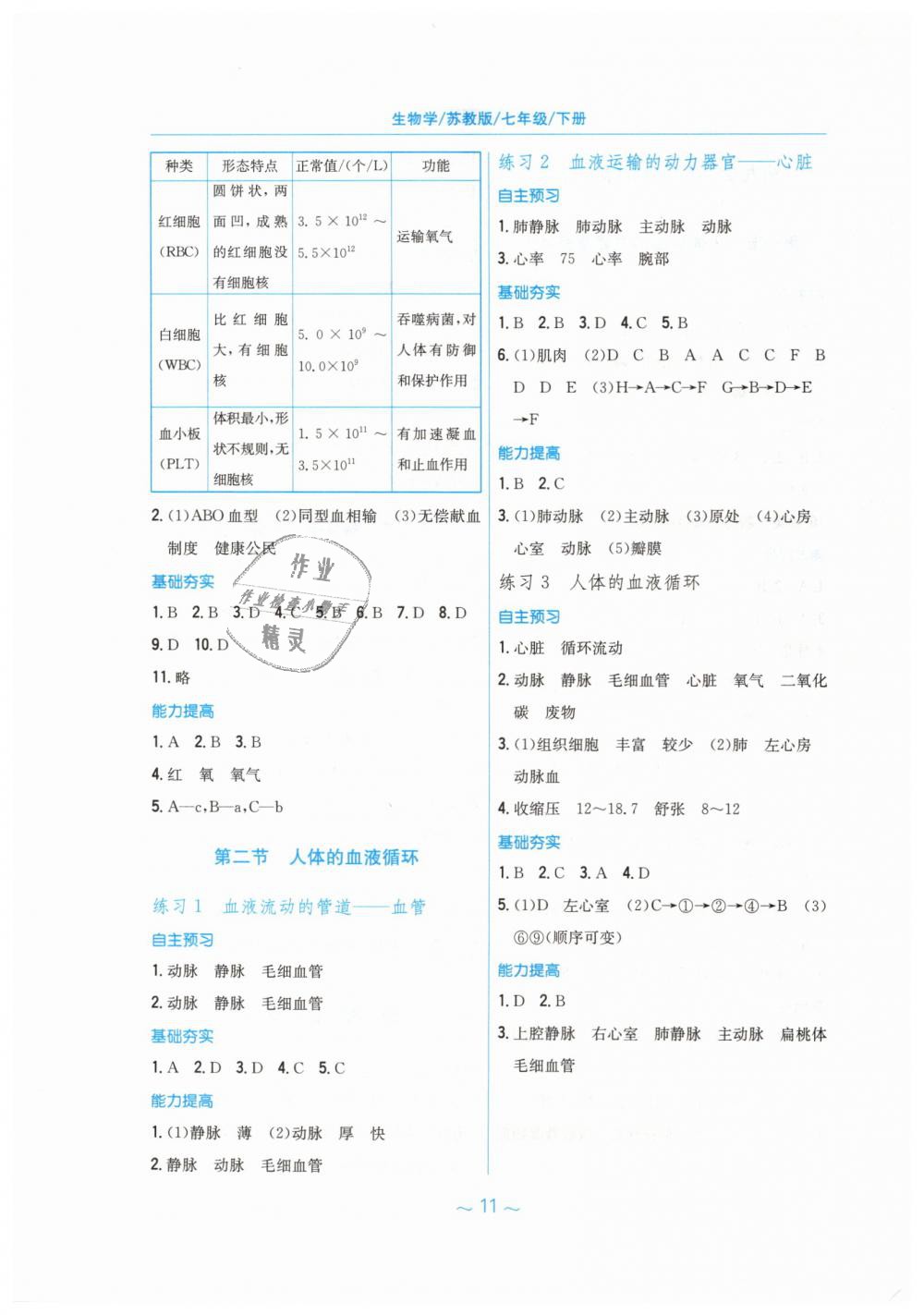 2019年新编基础训练七年级生物学下册苏教版 第3页