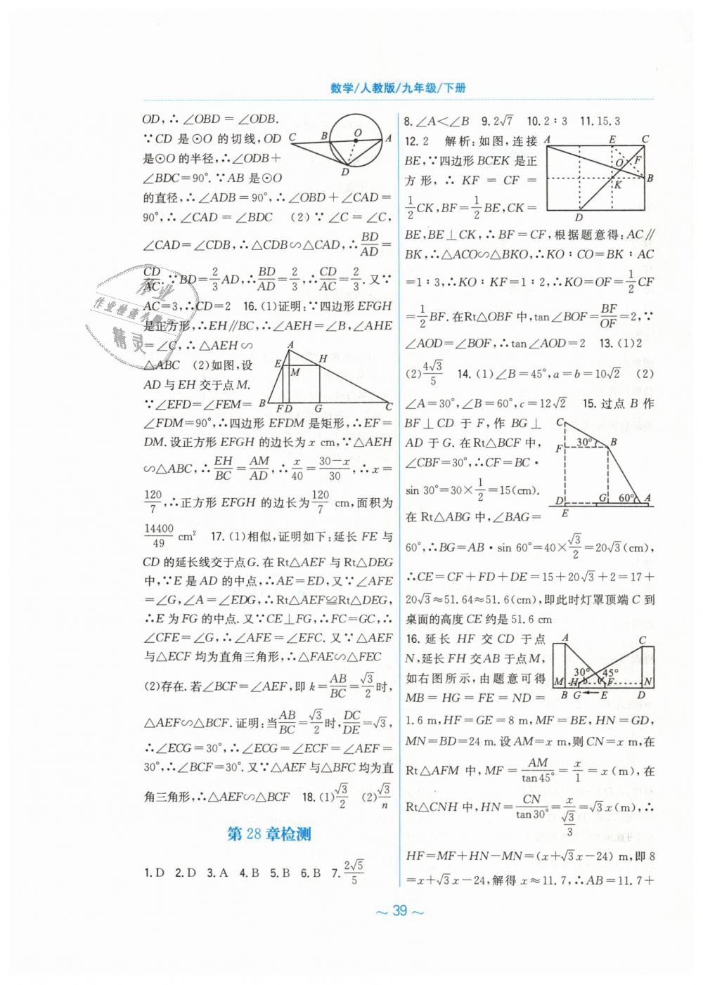 2019年新編基礎訓練九年級數(shù)學下冊人教版 第23頁