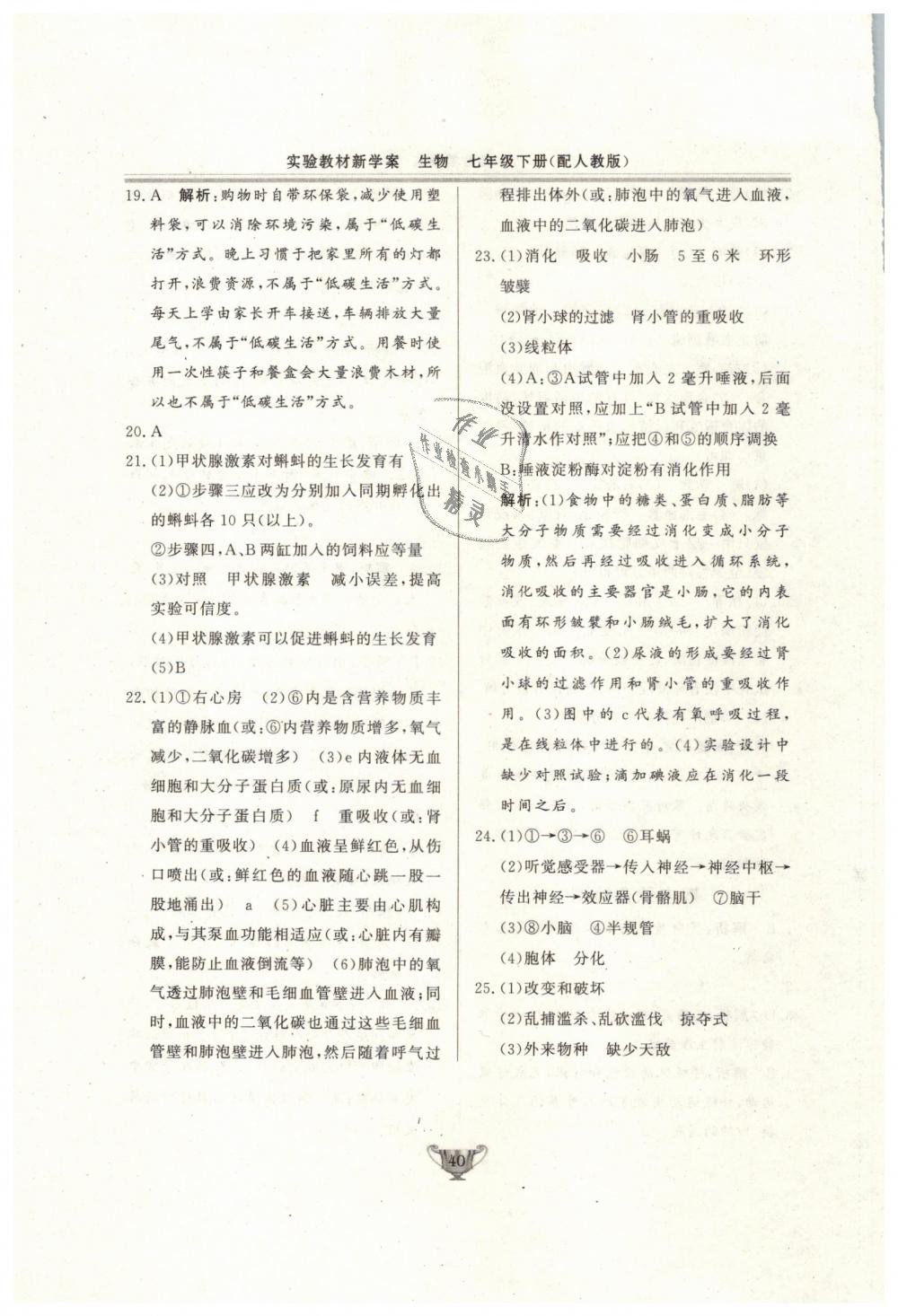 2019年實(shí)驗(yàn)教材新學(xué)案七年級(jí)生物下冊(cè)人教版 第40頁(yè)